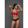 Pyramid kosár hatású fűzős bikini, visszahajtós alsóval, piros-fekete D-E kosár XXL