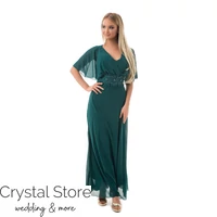 Kép 1/5 -  Muszlin ujjú plus size maxiruha, méregzöld