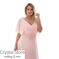 Kép 2/3 - Lenge virágos maxiruha, plus size, púderrózsaszín