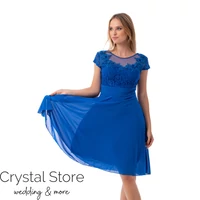 Kép 1/4 - Bella muszlin koktélruha, plus size, királykék