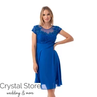 Kép 2/4 - Bella muszlin koktélruha, plus size, királykék