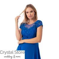 Kép 3/4 - Bella muszlin koktélruha, plus size, királykék