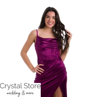Kép 2/3 - Corset sliccelt fényes maxiruha, szeder