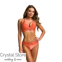 Kép 1/2 - Paloma bársony push-up háromszög bikini, narancs 1006