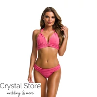 Kép 1/2 - Paloma bársony push-up háromszög bikini, rózsaszín 1008