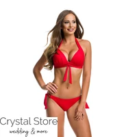 Kép 1/2 - Paloma anyagában sodort mintás kiszélesített push-up háromszög bikini, piros 406