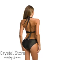Kép 2/2 - Paloma bársony push-up háromszög bikini, fekete 1004 S