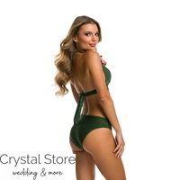 Kép 2/2 - Paloma bársony push-up háromszög bikini, zöld 1007 S