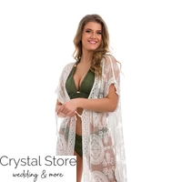 Kép 3/4 - Mandala mintás maxi strandruha, fehér