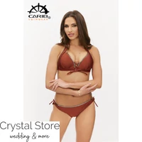 Kép 1/3 - Carib kiszélesített push-up háromszög bikini, bronz-barna C-kosár