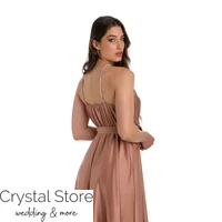 Kép 4/4 - Spagetti pántos szatén ruha, karamell