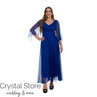 Kép 1/2 - Tinker Bell sliccelt tüll ujjas maxiruha, plus size, királykék