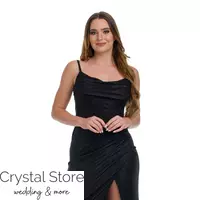 Kép 2/2 - Sparkle extra csillogós corset maxiruha, fekete