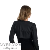 Kép 2/2 - Egyenes szabású sparkle boleró, fekete