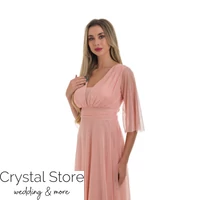 Kép 2/2 - Csillámos hosszabb ujjas tüll maxiruha, plus size, barack
