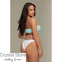 Kép 2/2 - Pyramid cső bikini, menta-fehér C-D kosár S