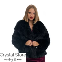 Kép 1/3 - Galléros szőrme kabát, fekete