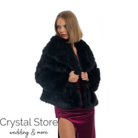 Kép 2/3 - Galléros szőrme bunda, fekete L-XL