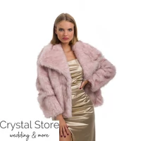 Kép 1/2 - Galléros szőrme kabát, rózsaszín 