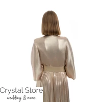 Kép 3/3 - Pliszírozott, denevérujjas maxiruha, light gold