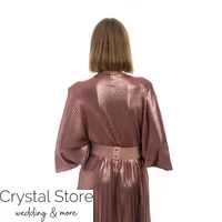 Kép 3/3 - Pliszírozott, denevérujjas maxiruha, rosegold