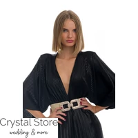 Kép 2/3 - Pliszírozott, denevérujjas maxiruha, fekete