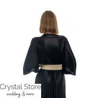 Kép 3/3 - Pliszírozott, denevérujjas maxiruha, fekete