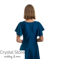 Kép 3/3 - Ujjas vékony szatén maxiruha, petrolkék