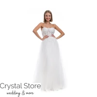 Kép 1/3 - Pánt nélküli míderes tüllös menyasszonyi ruha S-M