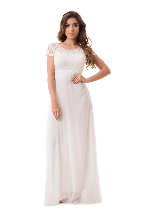 Csipkerátétes muszlin menyasszonyi ruha, plus size