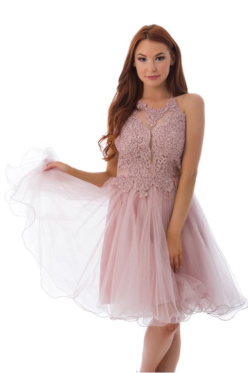 Rubin tüllös koktélruha, soft pink