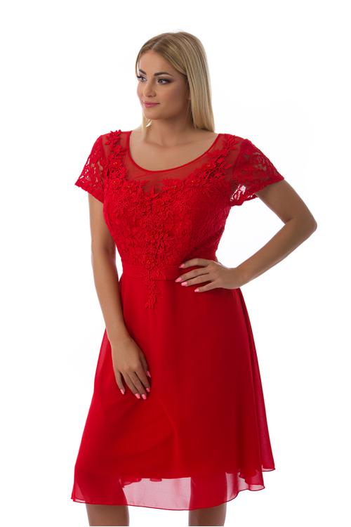 Violetta koktélruha, plus size, piros