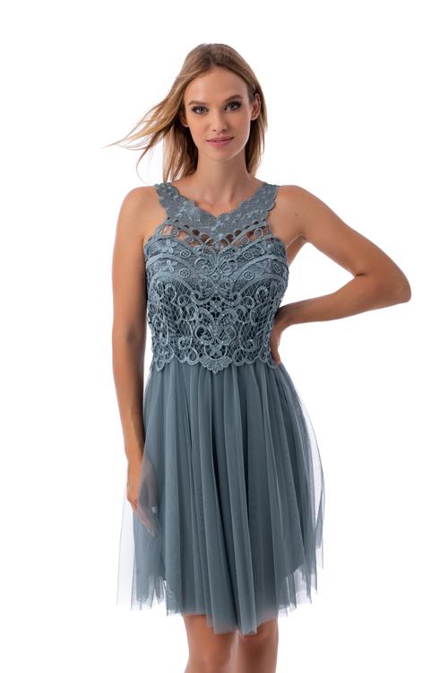 Cheryl tüllös koktélruha, dusty green