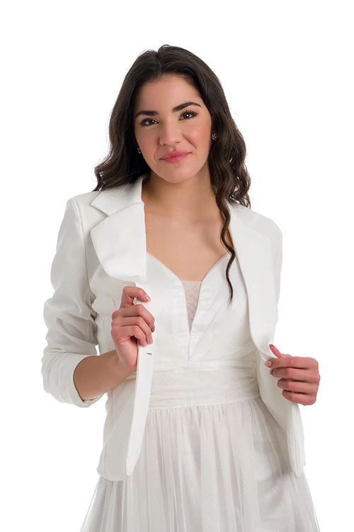 Húzott ujjú blézer, fehér