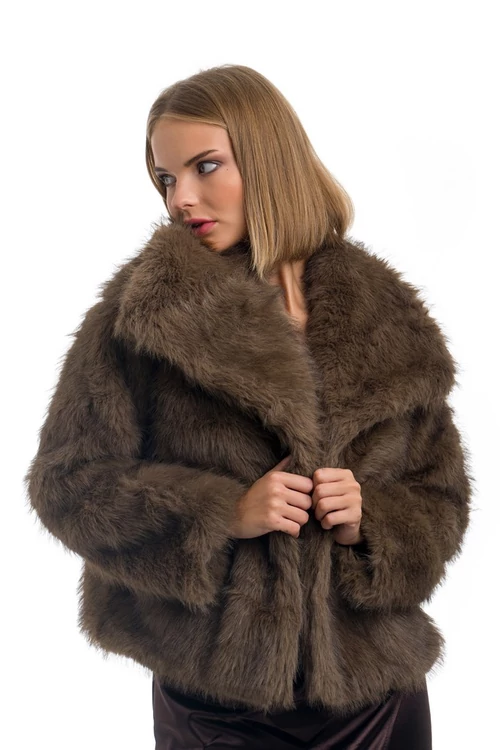Galléros szőrme bunda, barna