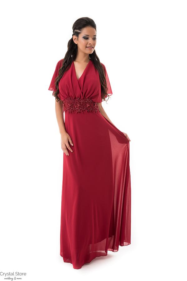 Muszlin ujjú plus size maxiruha, bordó