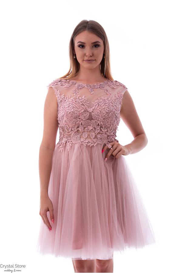 Flora tüllös koktélruha, fűzős hátmegoldással, soft pink