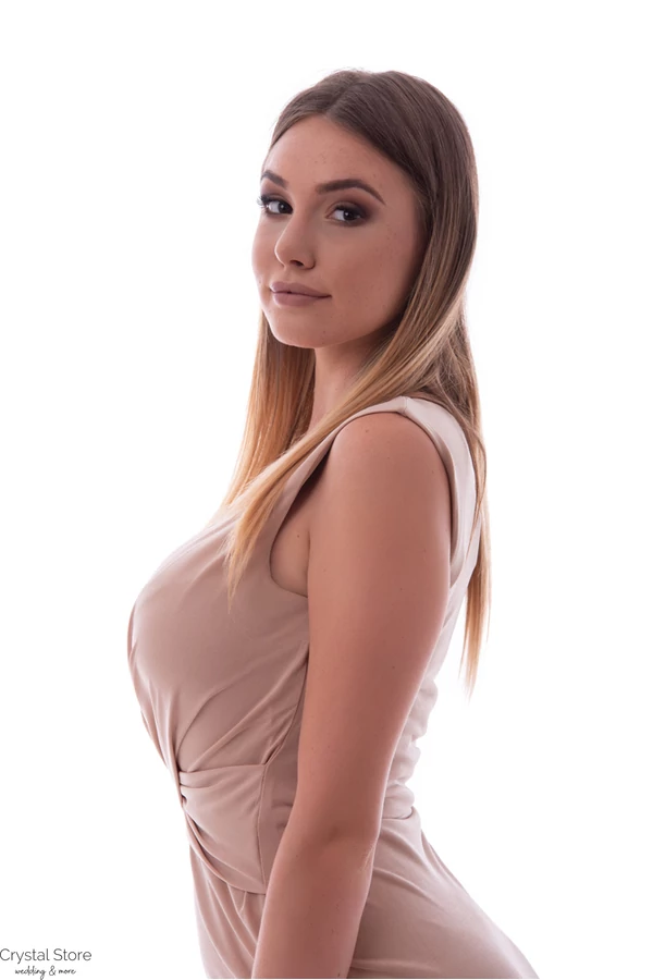 Derékban tekert alkalmi ruha, nude S