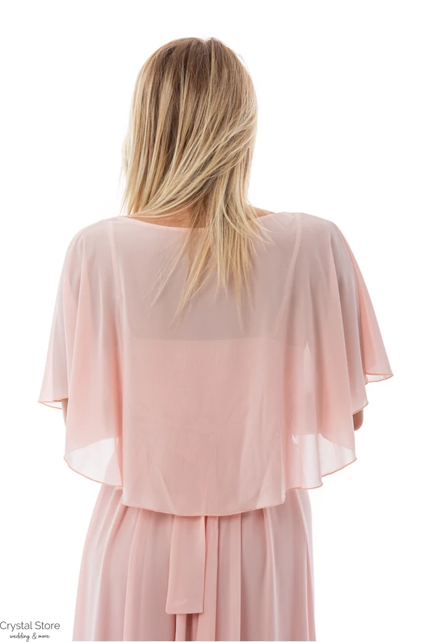 Lenge virágos maxiruha, plus size, púderrózsaszín