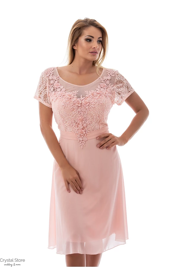 Violetta koktélruha, plus size, rózsaszín