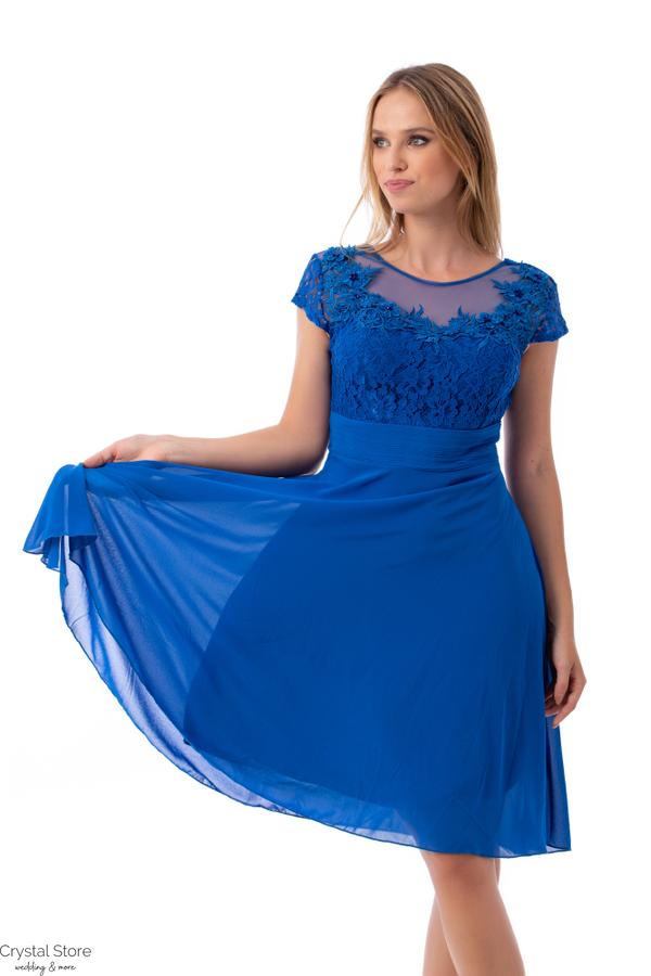 Bella muszlin koktélruha, plus size, királykék
