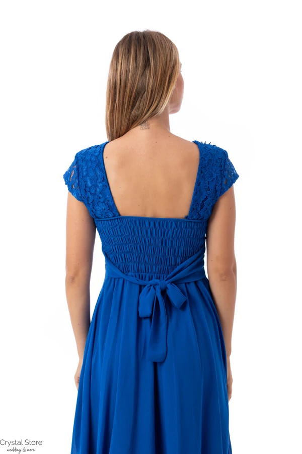 Bella muszlin koktélruha, plus size, királykék