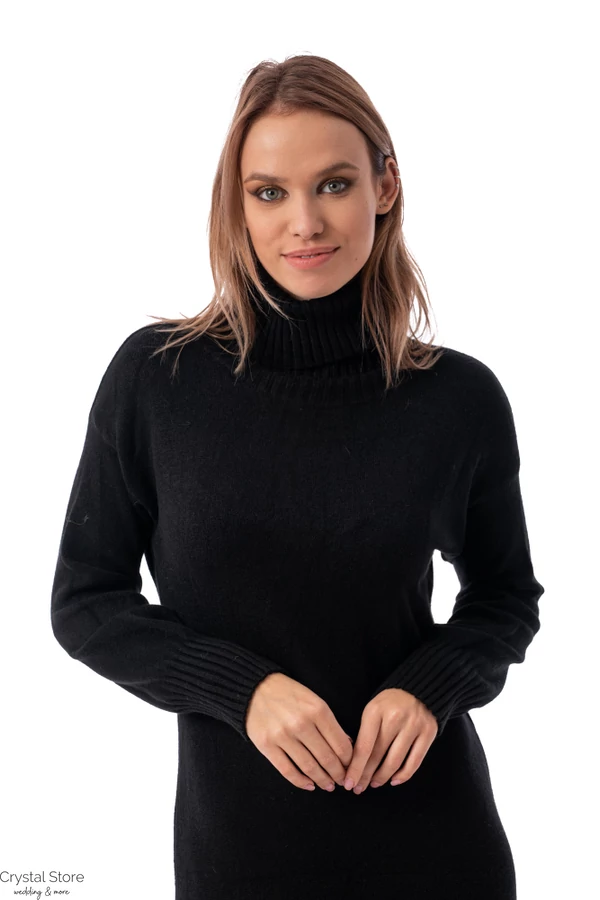 Garbós maxi csizmaruha, fekete