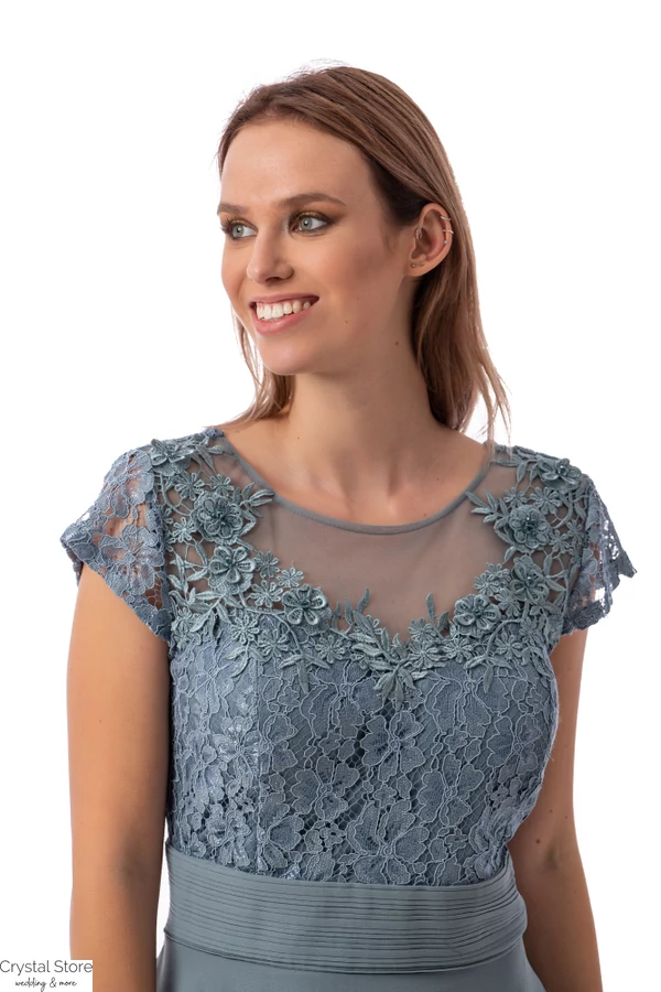 Bella muszlin koktélruha, plus size, dusty green