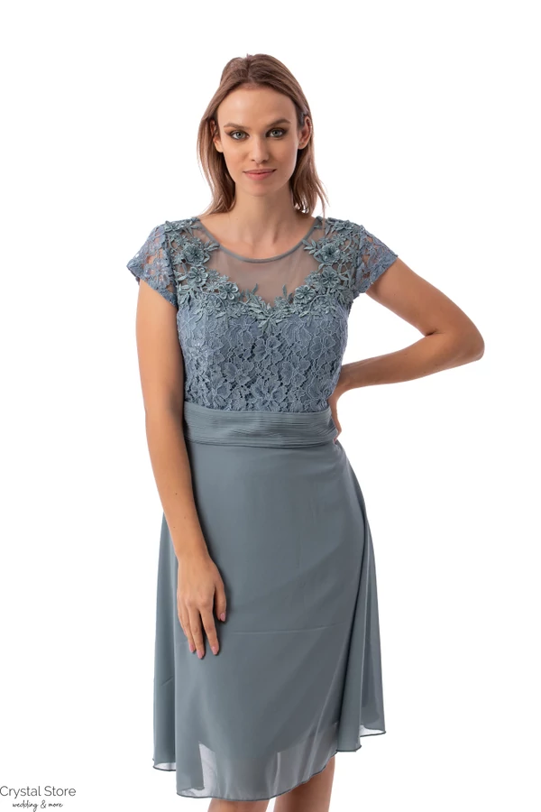 Bella muszlin koktélruha, plus size, dusty green