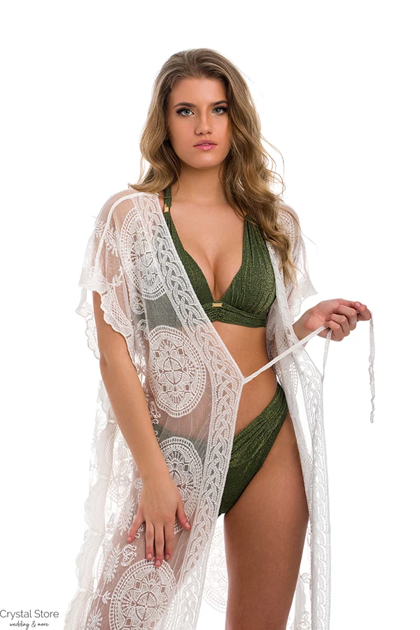 Mandala mintás maxi strandruha, fehér