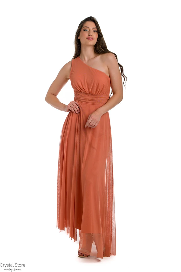 Love féloldalas tüllös maxiruha, bronz