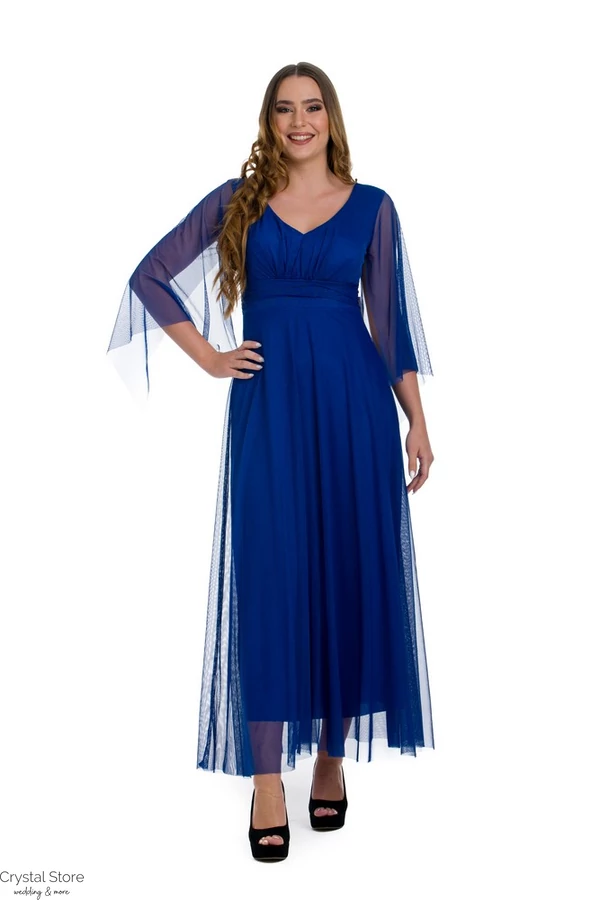 Tinker Bell sliccelt tüll ujjas maxiruha, plus size, királykék