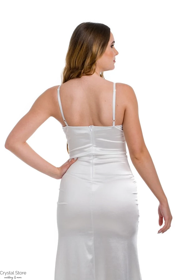 Simple Corset fazonú sliccelt szatén menyasszonyi ruha